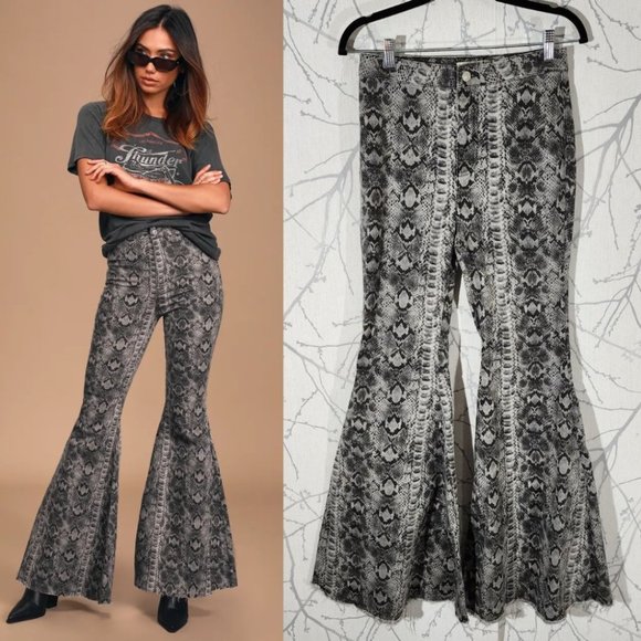 Free People Black and Gray Flare Jeans - Picture 1 of 7
